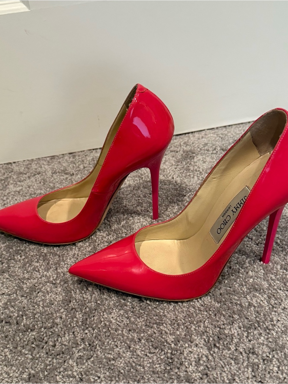 Jimmy Choo Bright Red Patent Pointed Stiletto Pumps